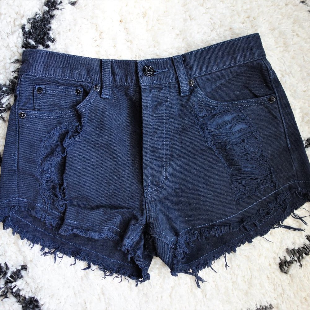 Brandy Melville high waist distressed denim jean shorts